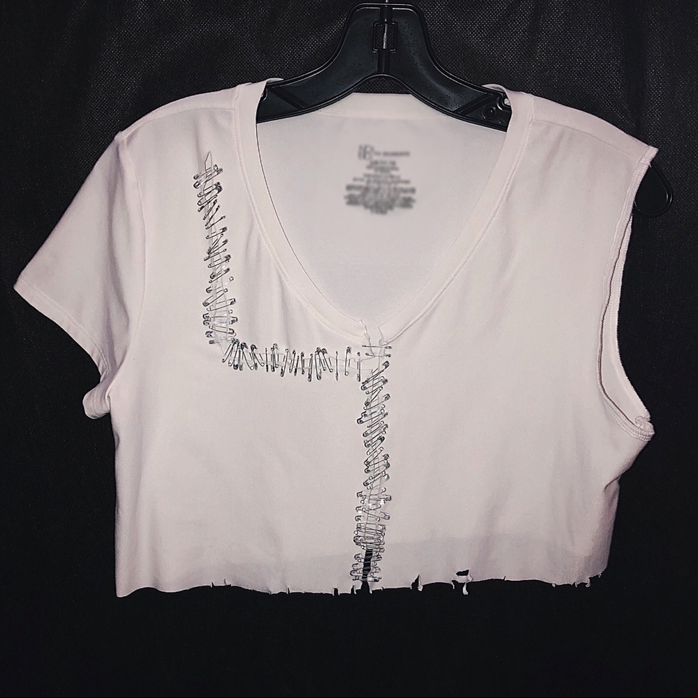 ❗️SALE 1/1 Custom Demon Flesh White Safety Pin Top - Picture 2 of 2